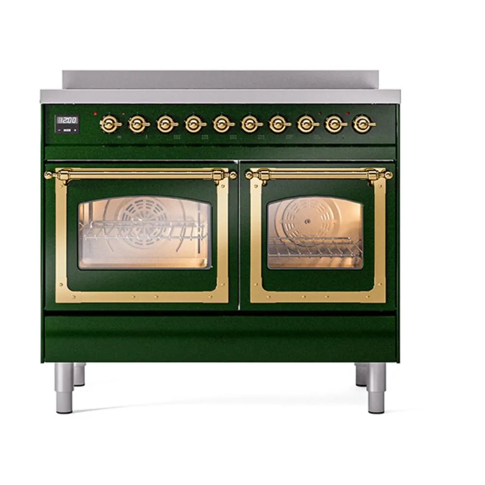 Ilve UNDI406NMPEGG Ilve Undi406Nmpegg Nostalgie Ii Noblesse 40" Induction Range (Triple Glass Door, Emerald Green, Brass)