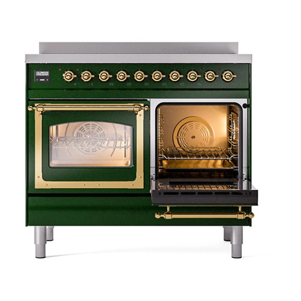 Ilve UNDI406NMPEGG Ilve Undi406Nmpegg Nostalgie Ii Noblesse 40" Induction Range (Triple Glass Door, Emerald Green, Brass)