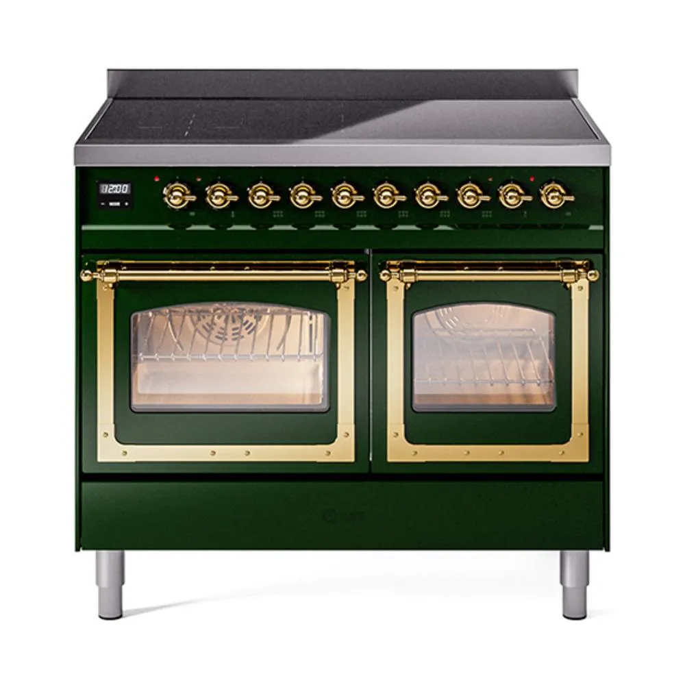 Ilve UNDI406NMPEGG Ilve Undi406Nmpegg Nostalgie Ii Noblesse 40" Induction Range (Triple Glass Door, Emerald Green, Brass)