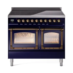 Ilve UNDI406NMPMBB Ilve Undi406Nmpmbb Nostalgie Ii Noblesse 40" Induction Range (Triple Glass Door, Midnight Blue, Burnished)