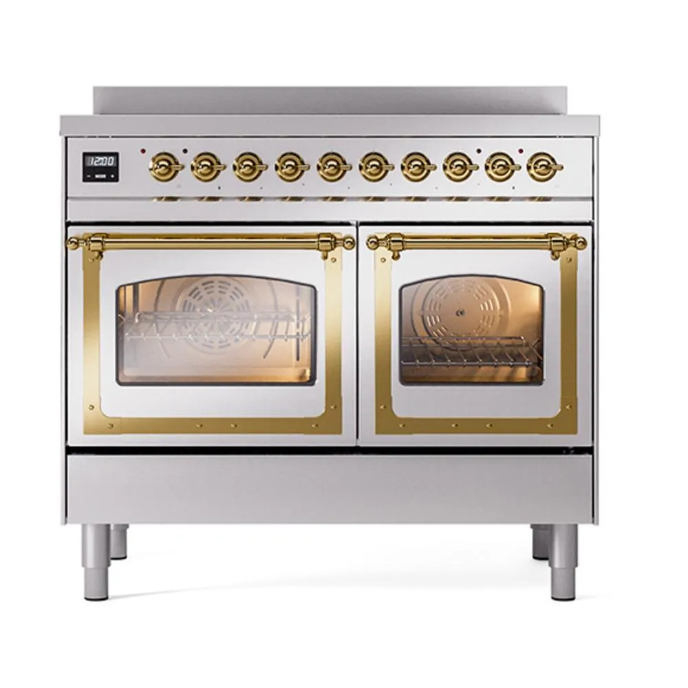 Ilve UNDI406NMPSSG Ilve Undi406Nmpssg Nostalgie Ii Noblesse 40" Induction Range (Triple Glass Door, Stainless Steel, Brass)