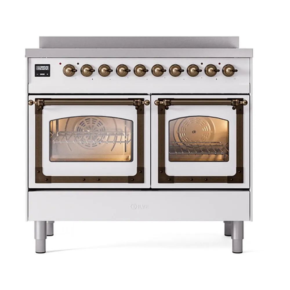 Ilve UNDI406NMPWHB Ilve Undi406Nmpwhb Nostalgie Ii Noblesse 40" Induction Range (Triple Glass Door, White, Burnished)
