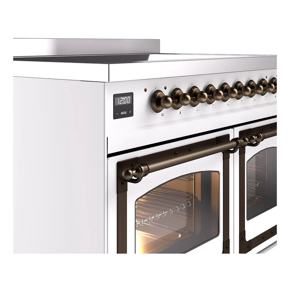 Ilve UNDI406NMPWHB Ilve Undi406Nmpwhb Nostalgie Ii Noblesse 40" Induction Range (Triple Glass Door, White, Burnished)