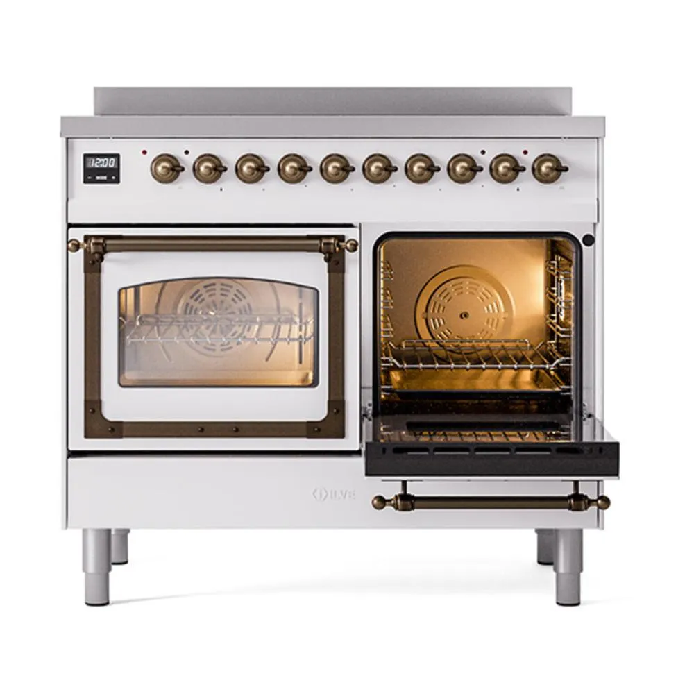 Ilve UNDI406NMPWHB Ilve Undi406Nmpwhb Nostalgie Ii Noblesse 40" Induction Range (Triple Glass Door, White, Burnished)