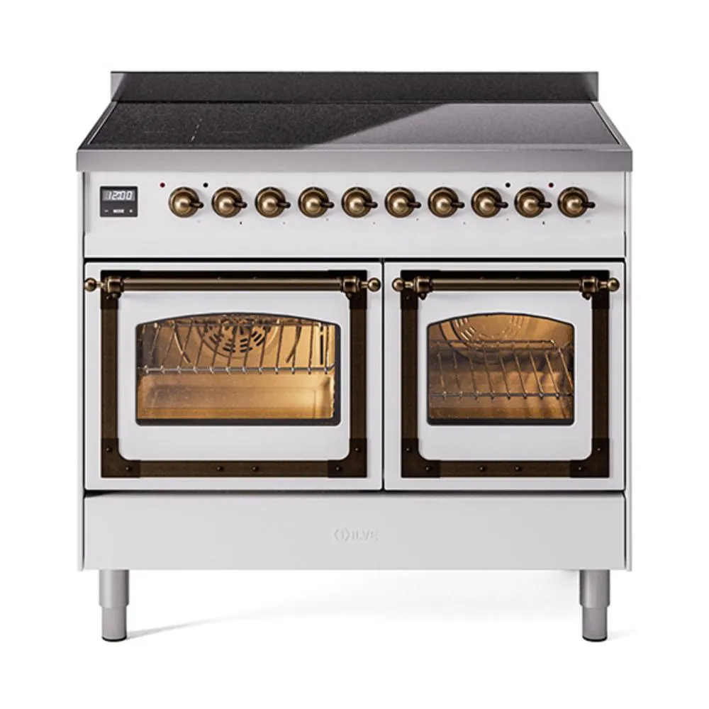 Ilve UNDI406NMPWHB Ilve Undi406Nmpwhb Nostalgie Ii Noblesse 40" Induction Range (Triple Glass Door, White, Burnished)