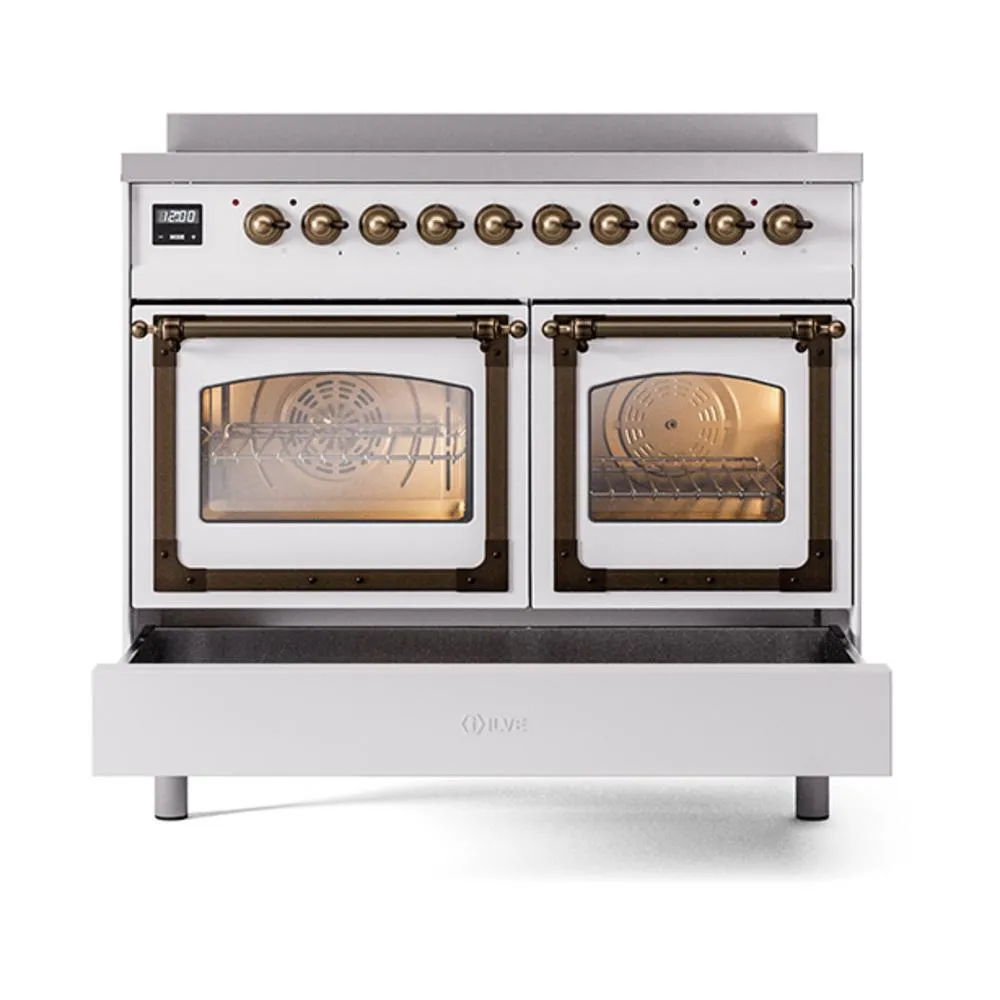 Ilve UNDI406NMPWHB Ilve Undi406Nmpwhb Nostalgie Ii Noblesse 40" Induction Range (Triple Glass Door, White, Burnished)