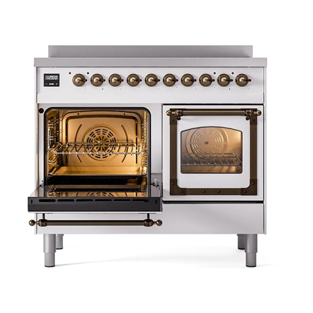 Ilve UNDI406NMPWHB Ilve Undi406Nmpwhb Nostalgie Ii Noblesse 40" Induction Range (Triple Glass Door, White, Burnished)