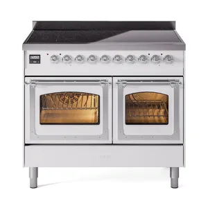 Ilve UNDI406NMPWHC Ilve Undi406Nmpwhc Nostalgie Ii Noblesse 40" Induction Range (Triple Glass Door, White, Chrome)