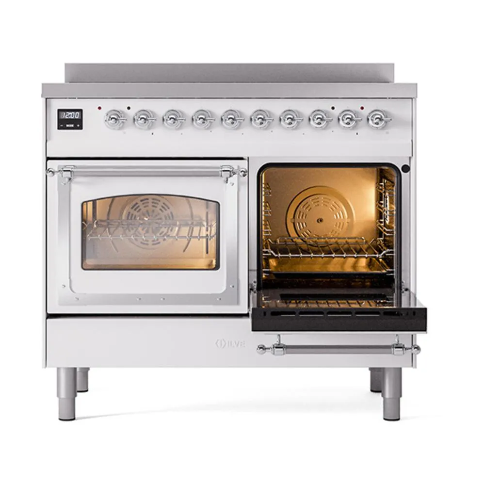 Ilve UNDI406NMPWHC Ilve Undi406Nmpwhc Nostalgie Ii Noblesse 40" Induction Range (Triple Glass Door, White, Chrome)