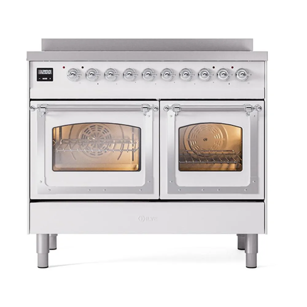Ilve UNDI406NMPWHC Ilve Undi406Nmpwhc Nostalgie Ii Noblesse 40" Induction Range (Triple Glass Door, White, Chrome)