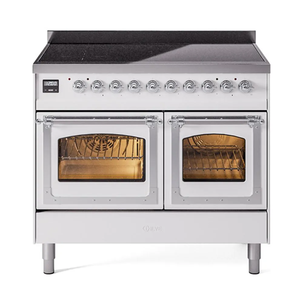 Ilve UNDI406NMPWHC Ilve Undi406Nmpwhc Nostalgie Ii Noblesse 40" Induction Range (Triple Glass Door, White, Chrome)