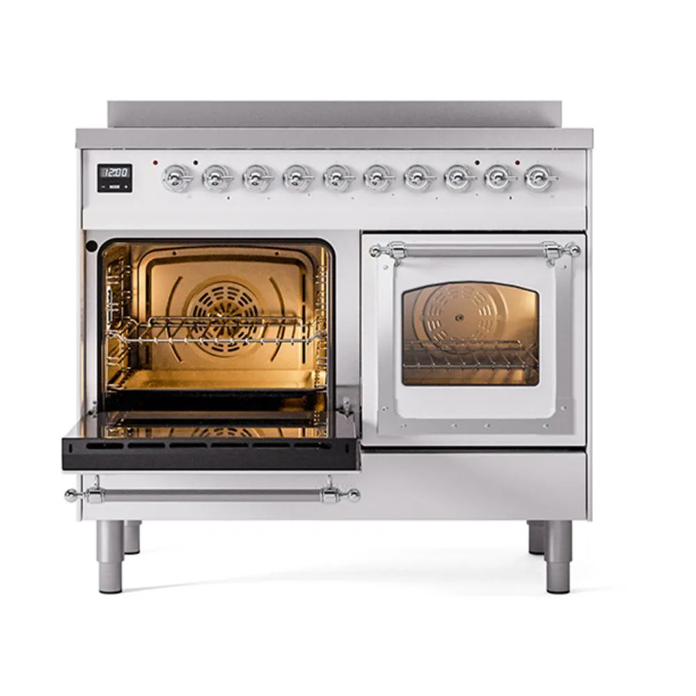 Ilve UNDI406NMPWHC Ilve Undi406Nmpwhc Nostalgie Ii Noblesse 40" Induction Range (Triple Glass Door, White, Chrome)