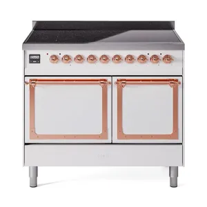 Ilve UNDI406QNMPWHP Ilve Undi406Qnmpwhp Nostalgie Ii Noblesse 40" Induction Range (Solid Door, White, Copper)