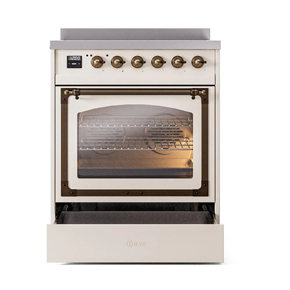 Ilve UNI304NMPAWB Ilve Uni304Nmpawb Nostalgie Ii Noblesse 30" Induction Range (Triple Glass Door, Antique White, Burnished)