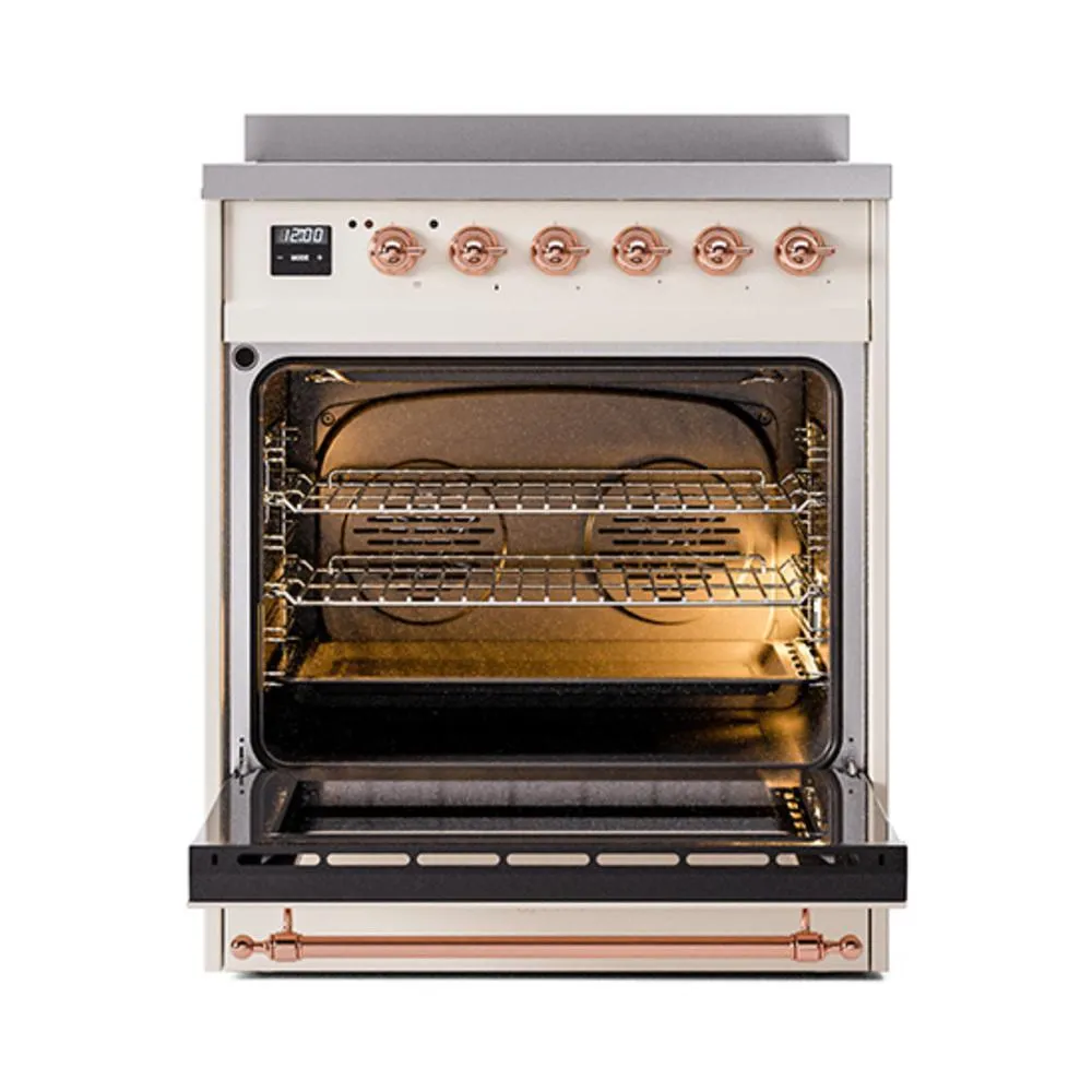 Ilve UNI304NMPAWP Ilve Uni304Nmpawp Nostalgie Ii Noblesse 30" Induction Range (Triple Glass Door, Antique White, Copper)