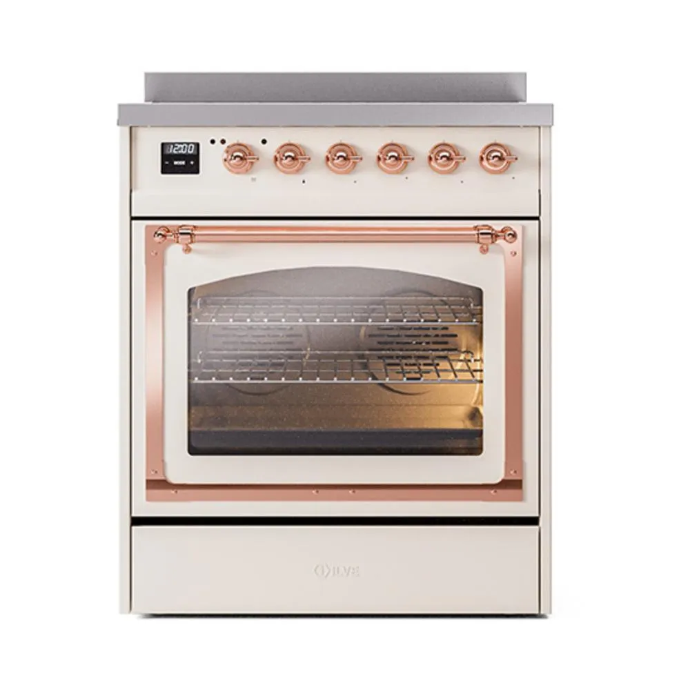 Ilve UNI304NMPAWP Ilve Uni304Nmpawp Nostalgie Ii Noblesse 30" Induction Range (Triple Glass Door, Antique White, Copper)