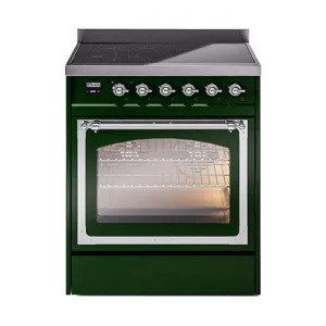 Ilve UNI304NMPEGC Ilve Uni304Nmpegc Nostalgie Ii Noblesse 30" Induction Range (Triple Glass Door, Emerald Green, Chrome)