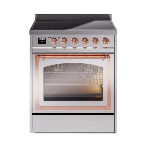 Ilve UNI304NMPSSP Ilve Uni304Nmpssp Nostalgie Ii Noblesse 30" Induction Range (Triple Glass Door, Stainless Steel, Copper)