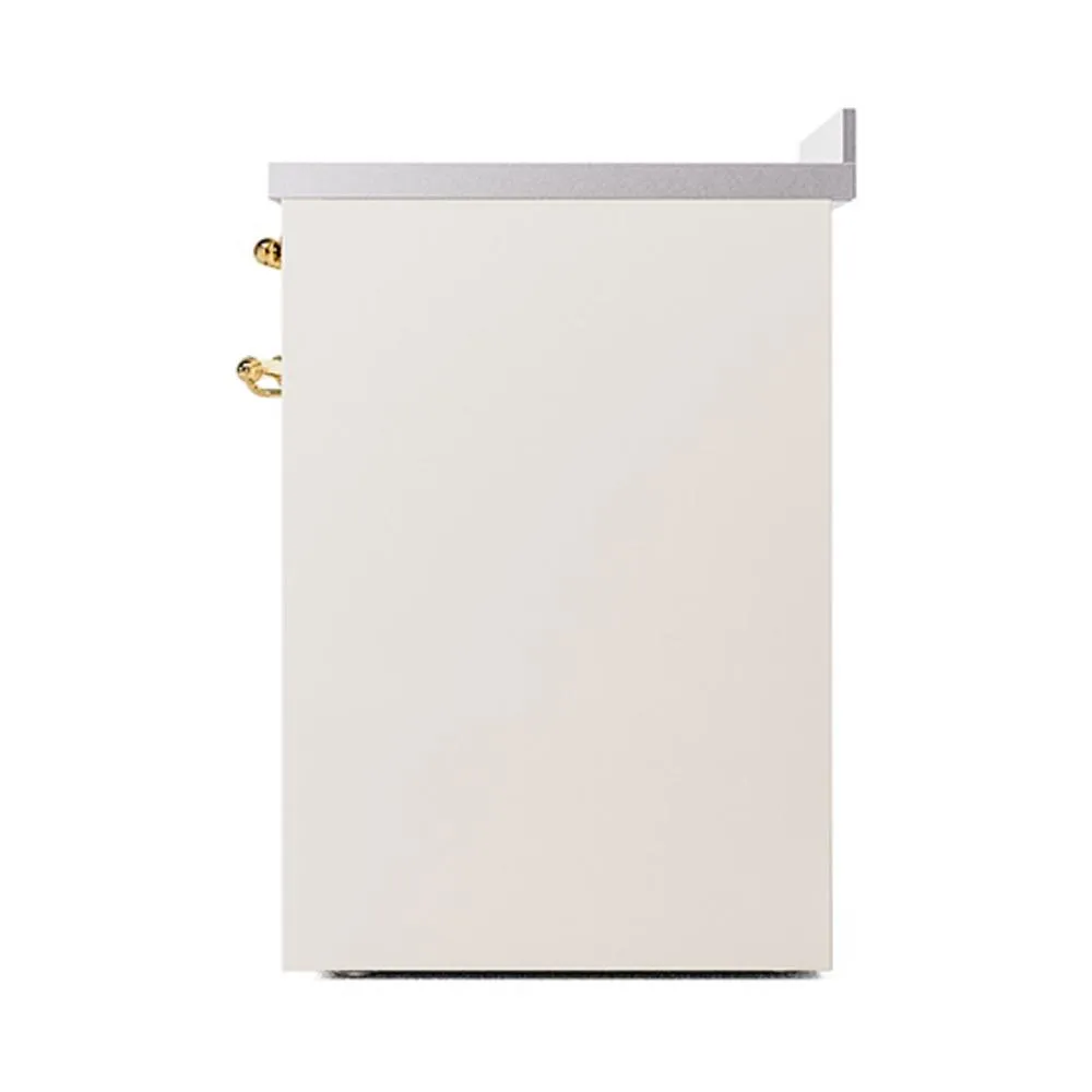Ilve UNI304QNMPAWG Ilve Uni304Qnmpawg Nostalgie Ii Noblesse 30" Induction Range (Solid Door, Antique White, Brass)