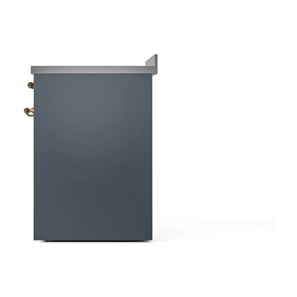 Ilve UNI304QNMPBGG Ilve Uni304Qnmpbgg Nostalgie Ii Noblesse 30" Induction Range (Solid Door, Blue Grey, Brass)