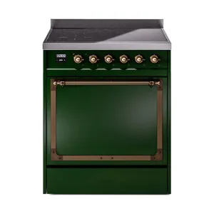 Ilve UNI304QNMPEGB Ilve Uni304Qnmpegb Nostalgie Ii Noblesse 30" Induction Range (Solid Door, Emerald Green, Burnished)