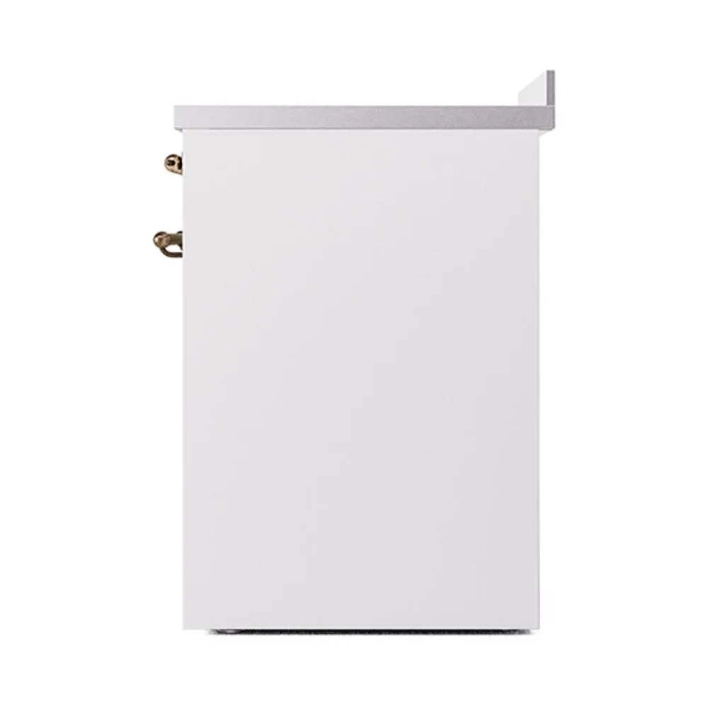 Ilve UNI304QNMPWHB Ilve Uni304Qnmpwhb Nostalgie Ii Noblesse 30" Induction Range (Solid Door, White, Burnished)
