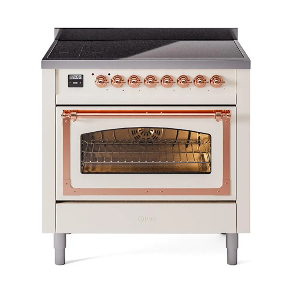 Ilve UNI366NMPAWP Ilve Uni366Nmpawp Nostalgie Ii Noblesse 36" Induction Range (Triple Glass Door, Antique White, Copper)