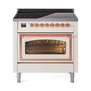 Ilve UNI366NMPAWP Ilve Uni366Nmpawp Nostalgie Ii Noblesse 36" Induction Range (Triple Glass Door, Antique White, Copper)