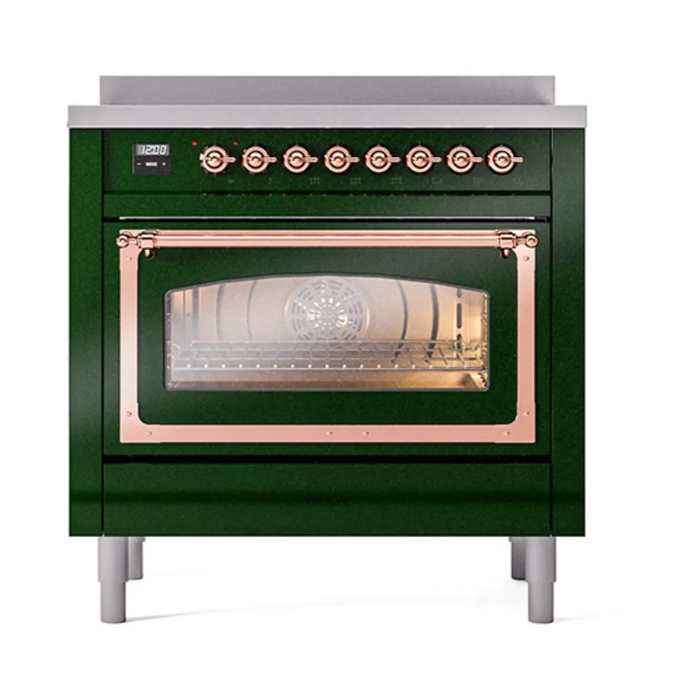 Ilve UNI366NMPEGP Ilve Uni366Nmpegp Nostalgie Ii Noblesse 36" Induction Range (Triple Glass Door, Emerald Green, Copper)