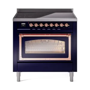 Ilve UNI366NMPMBP Ilve Uni366Nmpmbp Nostalgie Ii Noblesse 36" Induction Range (Triple Glass Door, Midnight Blue, Copper)