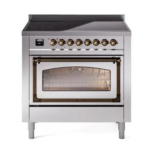Ilve UNI366NMPSSB Ilve Uni366Nmpssb Nostalgie Ii Noblesse 36" Induction Range (Triple Glass Door, Stainless Steel, Burnished)