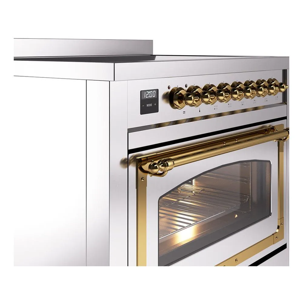 Ilve UNI366NMPSSG Ilve Uni366Nmpssg Nostalgie Ii Noblesse 36" Induction Range (Triple Glass Door, Stainless Steel, Brass)