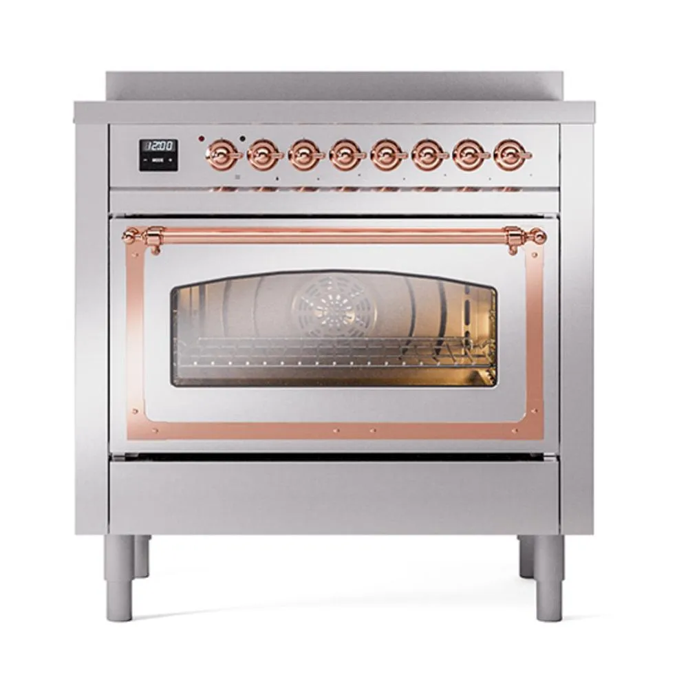 Ilve UNI366NMPSSP Ilve Uni366Nmpssp Nostalgie Ii Noblesse 36" Induction Range (Triple Glass Door, Stainless Steel, Copper)
