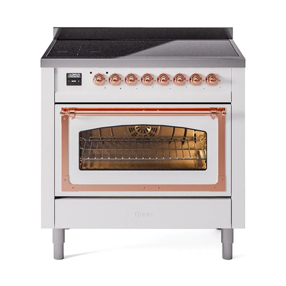 Ilve UNI366NMPWHP Ilve Uni366Nmpwhp Nostalgie Ii Noblesse 36" Induction Range (Triple Glass Door, White, Copper)
