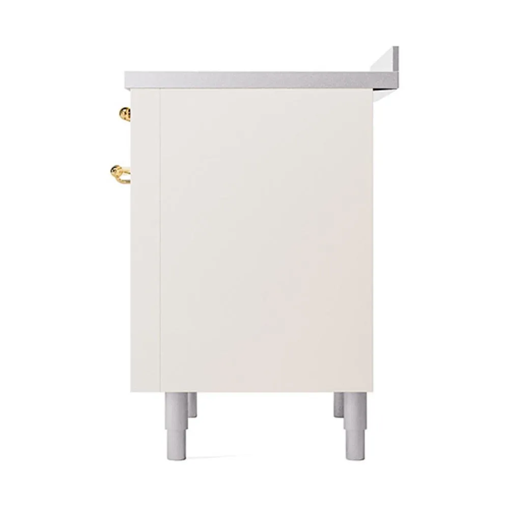 Ilve UNI366QNMPAWG Ilve Uni366Qnmpawg Nostalgie Ii Noblesse 36" Induction Range (Solid Door, Antique White, Brass)