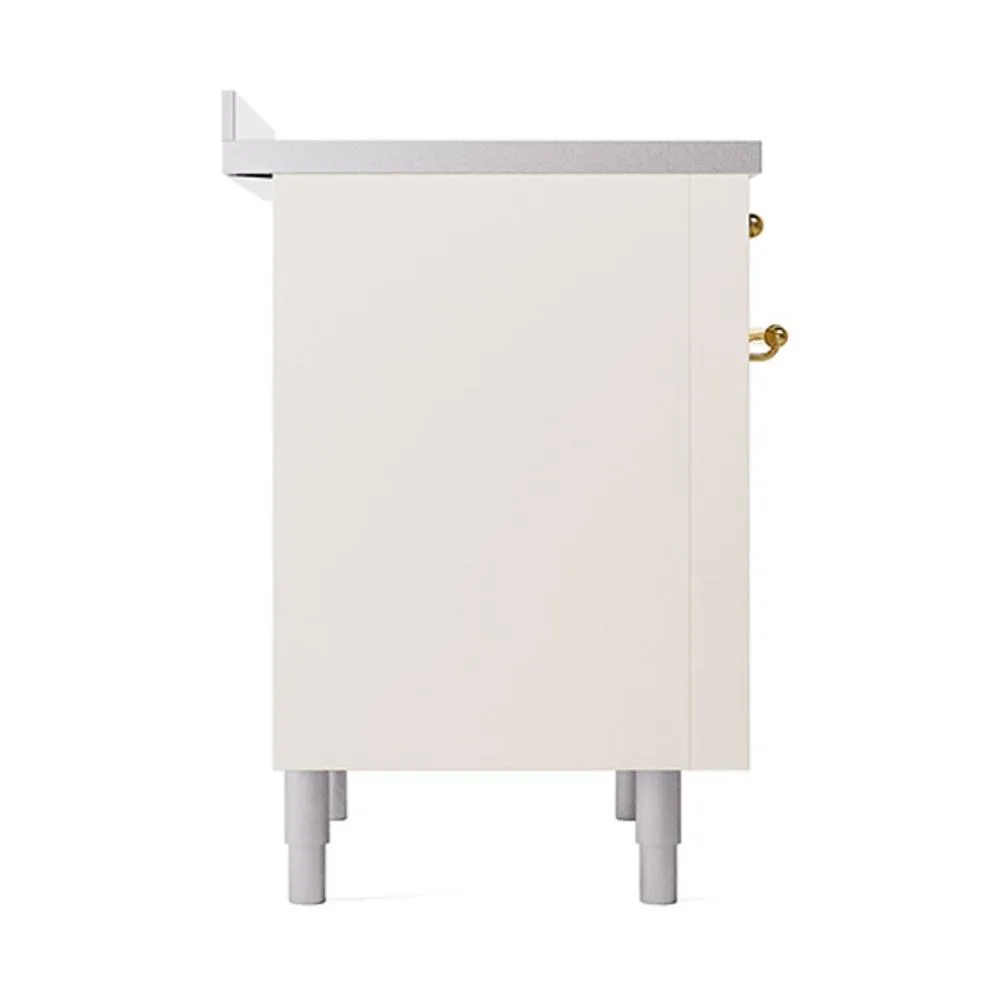 Ilve UNI366QNMPAWG Ilve Uni366Qnmpawg Nostalgie Ii Noblesse 36" Induction Range (Solid Door, Antique White, Brass)