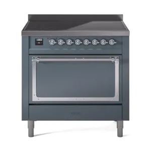Ilve UNI366QNMPBGC Ilve Uni366Qnmpbgc Nostalgie Ii Noblesse 36" Induction Range (Solid Door, Blue Grey, Chrome)