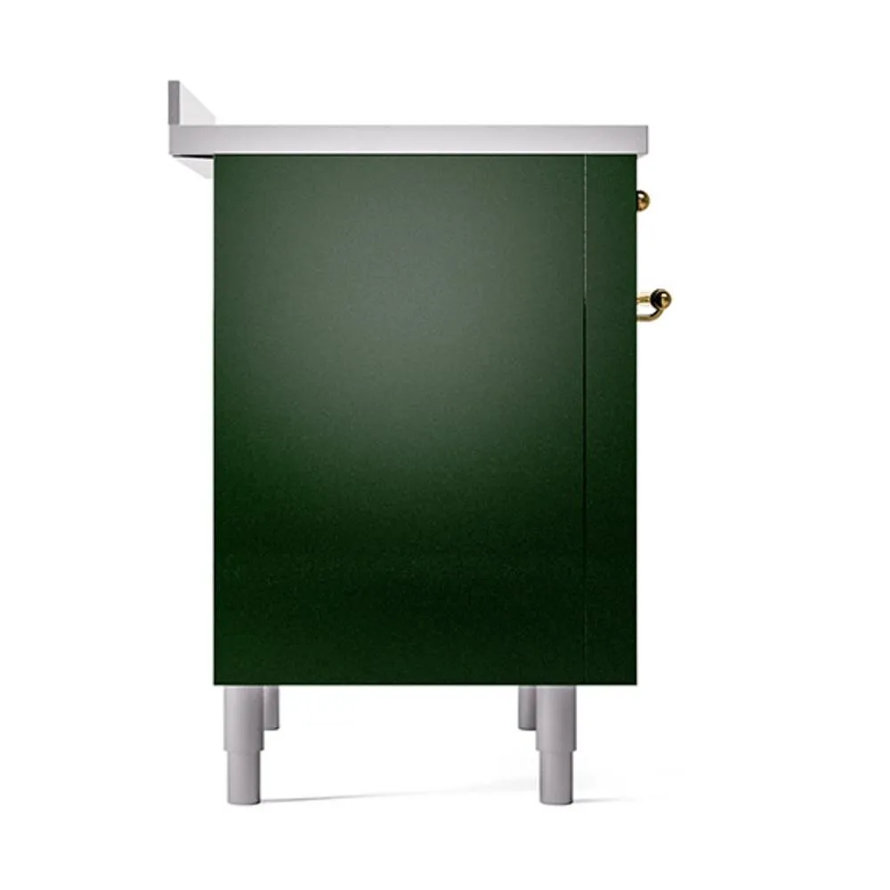 Ilve UNI366QNMPEGG Ilve Uni366Qnmpegg Nostalgie Ii Noblesse 36" Induction Range (Solid Door, Emerald Green, Brass)