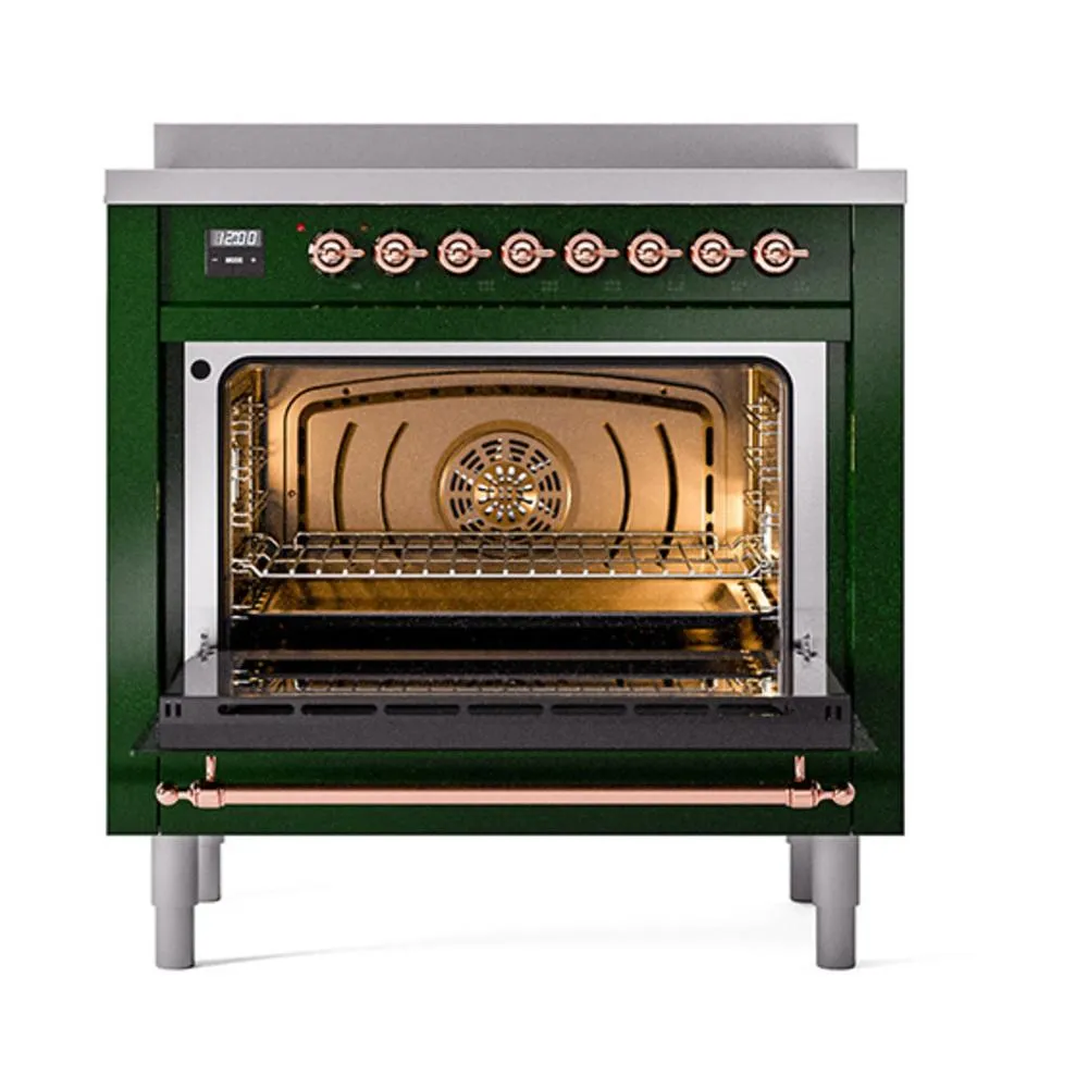 Ilve UNI366QNMPEGP Ilve Uni366Qnmpegp Nostalgie Ii Noblesse 36" Induction Range (Solid Door, Emerald Green, Copper)
