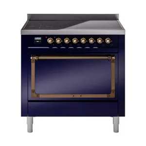 Ilve UNI366QNMPMBB Ilve Uni366Qnmpmbb Nostalgie Ii Noblesse 36" Induction Range (Solid Door, Midnight Blue, Burnished)