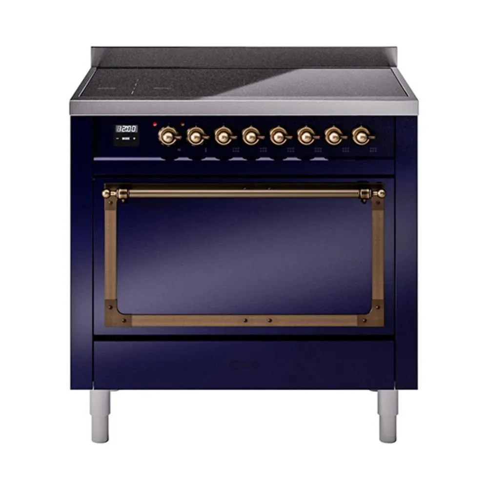 Ilve UNI366QNMPMBB Ilve Uni366Qnmpmbb Nostalgie Ii Noblesse 36" Induction Range (Solid Door, Midnight Blue, Burnished)