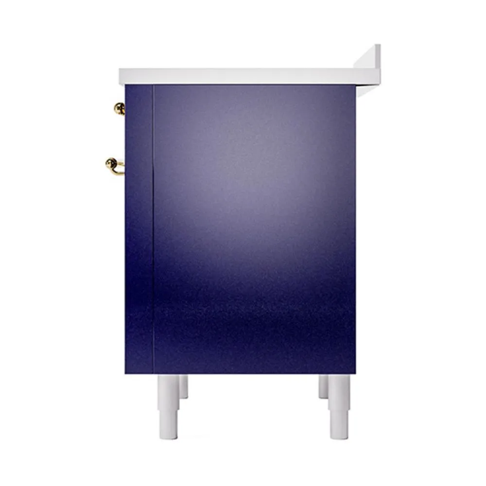 Ilve UNI366QNMPMBG Ilve Uni366Qnmpmbg Nostalgie Ii Noblesse 36" Induction Range (Solid Door, Midnight Blue, Brass)