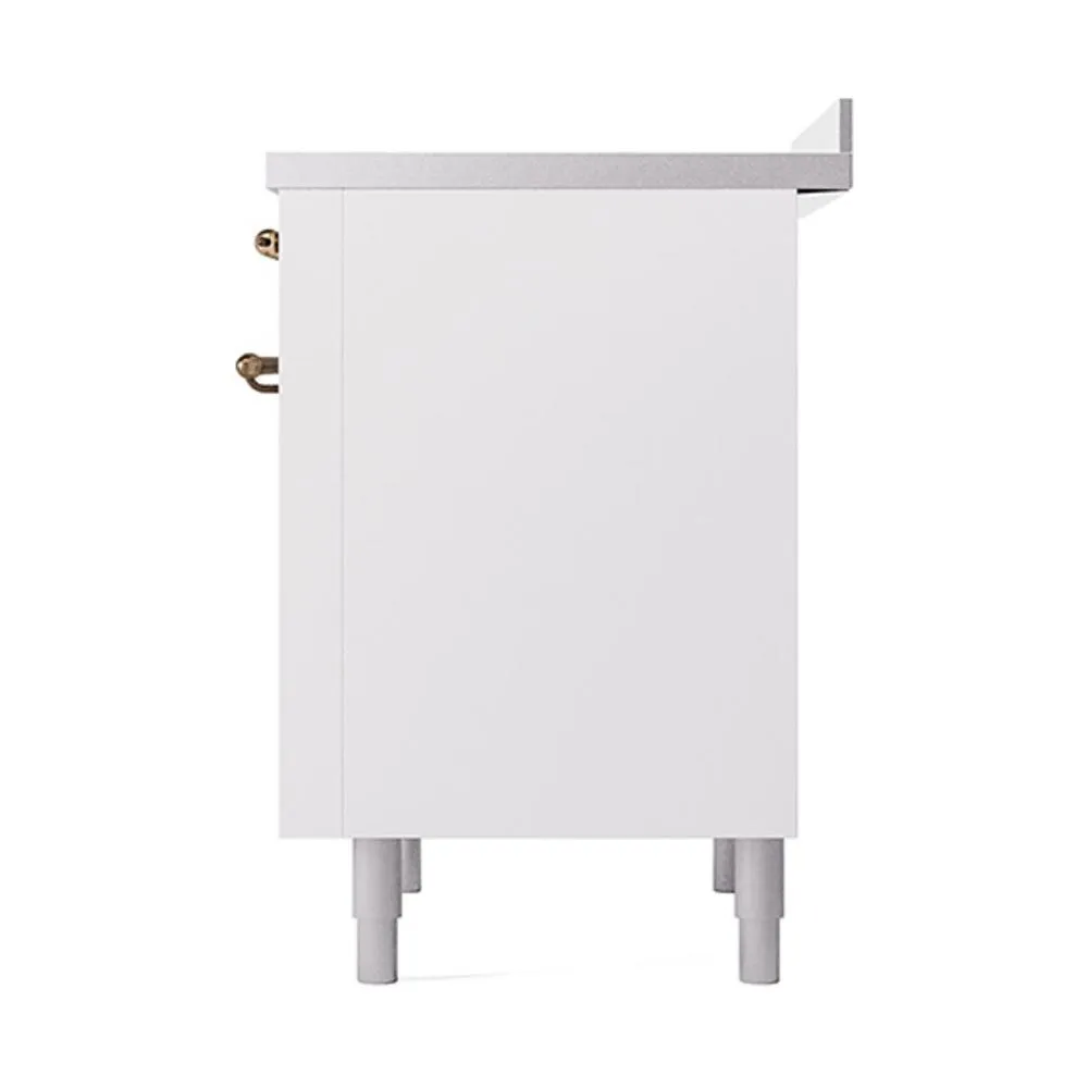 Ilve UNI366QNMPWHB Ilve Uni366Qnmpwhb Nostalgie Ii Noblesse 36" Induction Range (Solid Door, White, Burnished)
