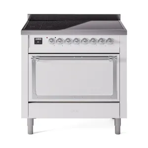 Ilve UNI366QNMPWHC Ilve Uni366Qnmpwhc Nostalgie Ii Noblesse 36" Induction Range (Solid Door, White, Chrome)