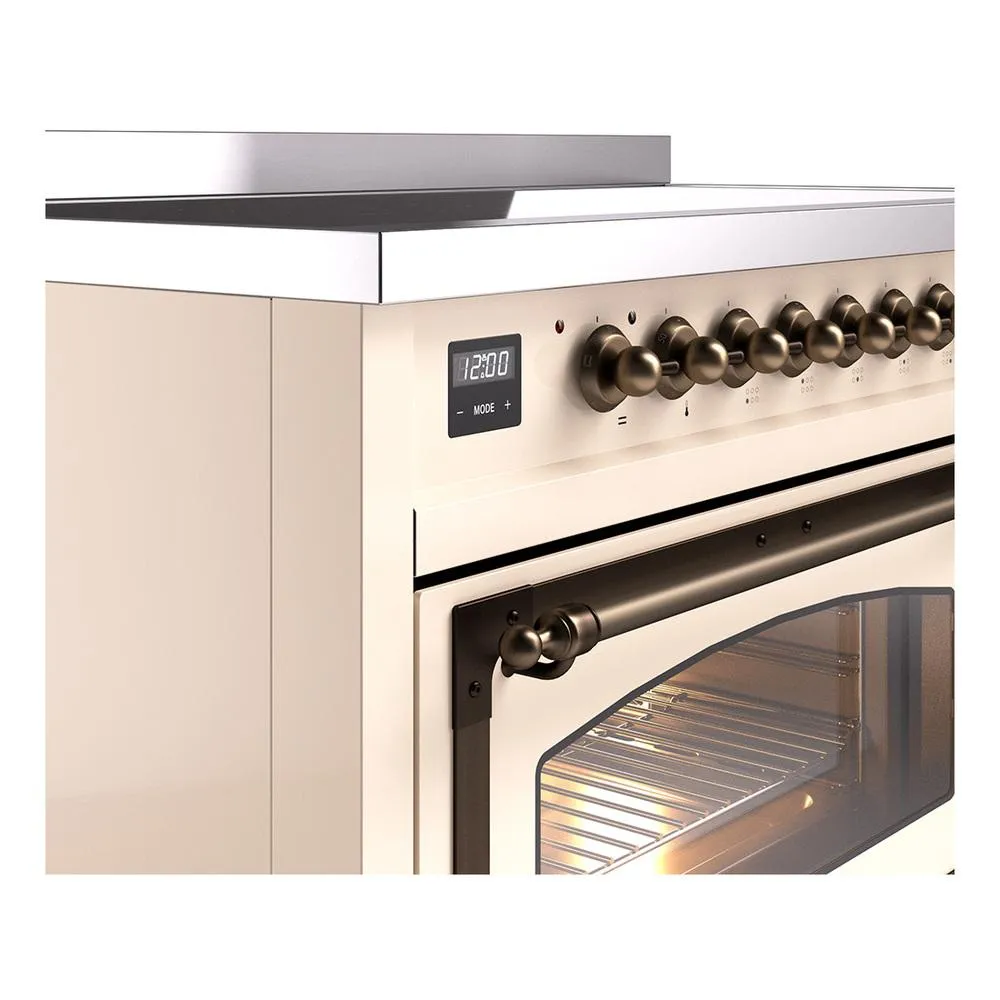 Ilve UNI486NMPAWB Ilve Uni486Nmpawb Nostalgie Ii Noblesse 48" Induction Range (Triple Glass Door, Antique White, Burnished)
