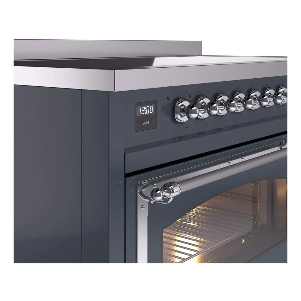 Ilve UNI486NMPBGC Ilve Uni486Nmpbgc Nostalgie Ii Noblesse 48" Induction Range (Triple Glass Door, Blue Grey, Chrome)