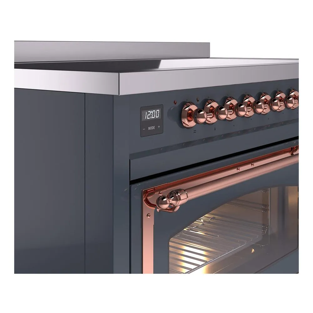 Ilve UNI486NMPBGP Ilve Uni486Nmpbgp Nostalgie Ii Noblesse 48" Induction Range (Triple Glass Door, Blue Grey, Copper)