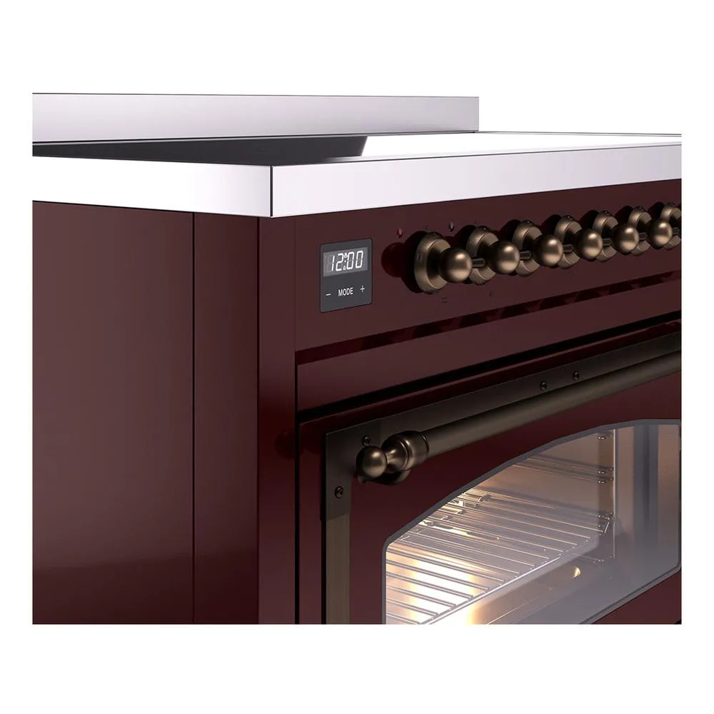 Ilve UNI486NMPBUB Ilve Uni486Nmpbub Nostalgie Ii Noblesse 48" Induction Range (Triple Glass Door, Burgundy, Burnished)