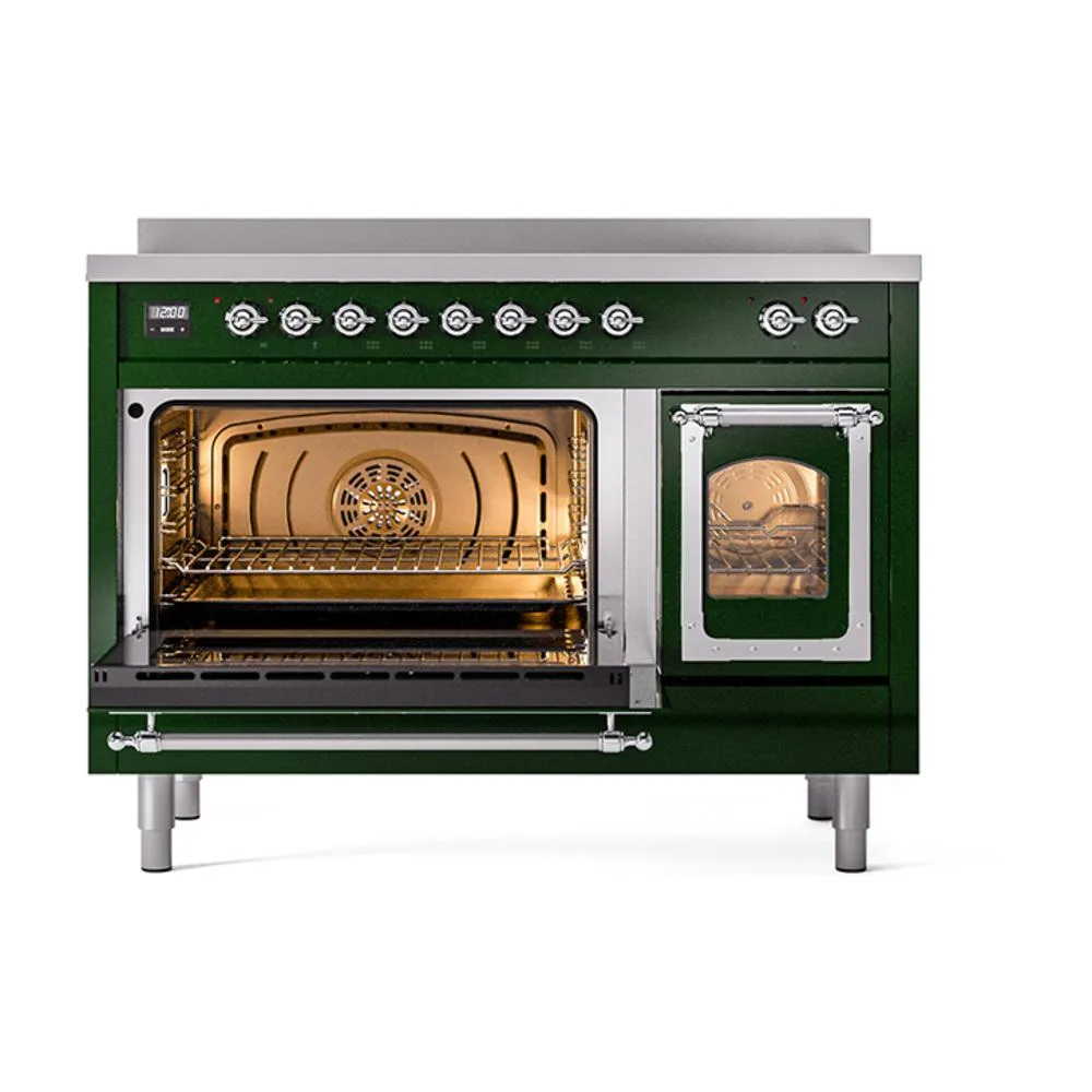 Ilve UNI486NMPEGC Ilve Uni486Nmpegc Nostalgie Ii Noblesse 48" Induction Range (Triple Glass Door, Emerald Green, Chrome)