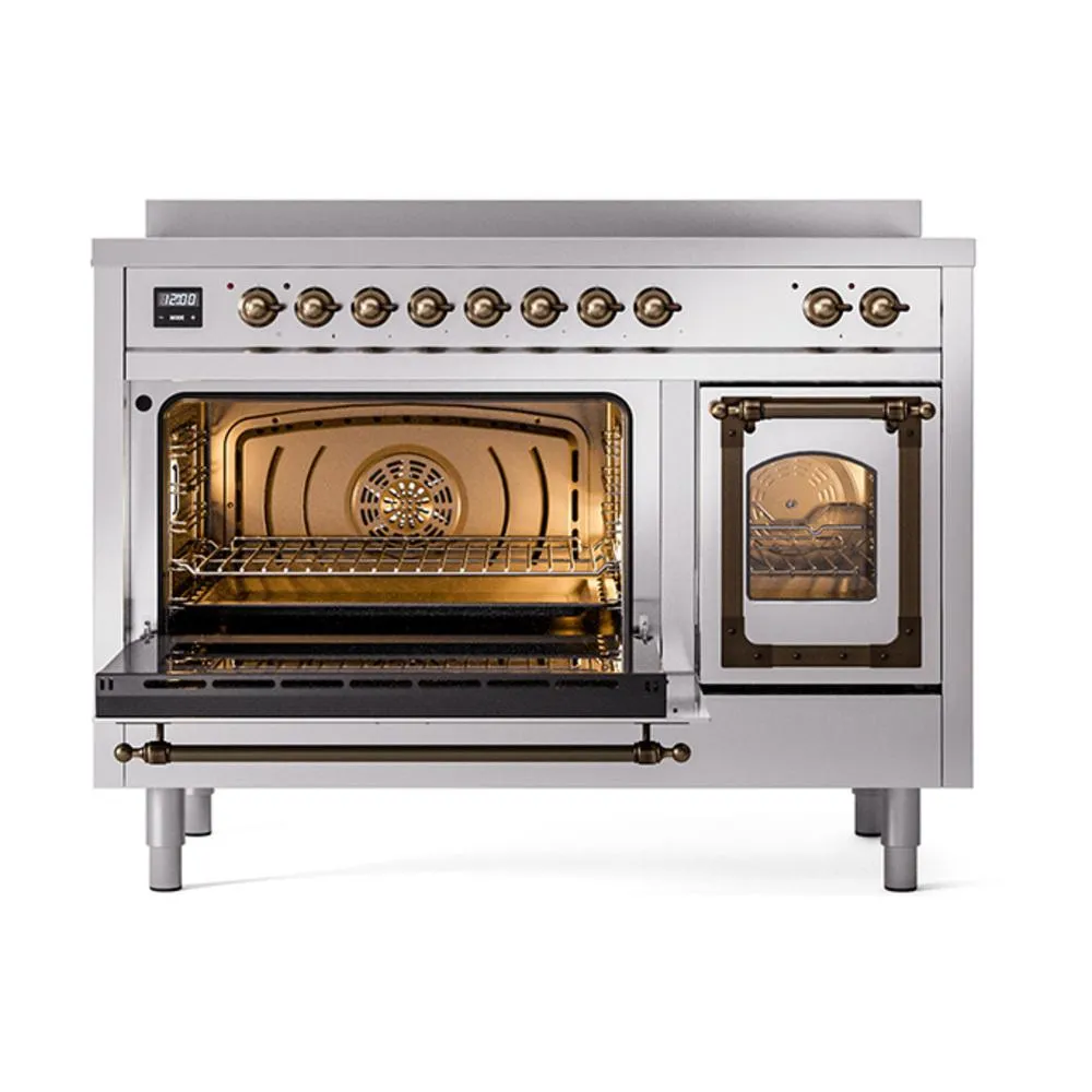 Ilve UNI486NMPSSB Ilve Uni486Nmpssb Nostalgie Ii Noblesse 48" Induction Range (Triple Glass Door, Stainless Steel, Burnished)